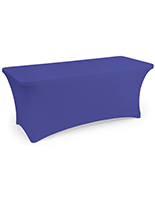 Royal blue stretch table cloth with fitted skirt design