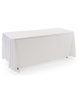 White 3-sided event table cloth with 6 foot length