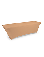 Stretch table throw is made of tan polyester material 