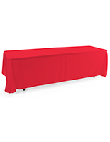 Red 3-sided event table cloth with 8 foot length