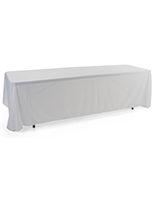 White 3-sided event table cloth with 8 foot length