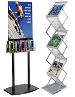 Literature displays to organize magazines and brochures