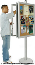 Free Standing Bulletin Boards  Enclosed Display Cases With Corkboards