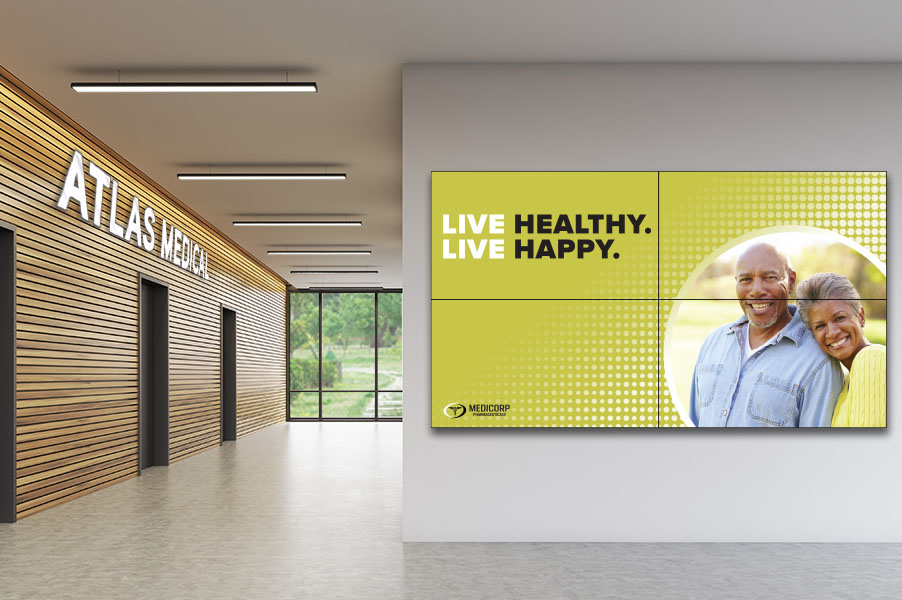 4-Screen Video Wall Bundle for Medical Waiting Room
