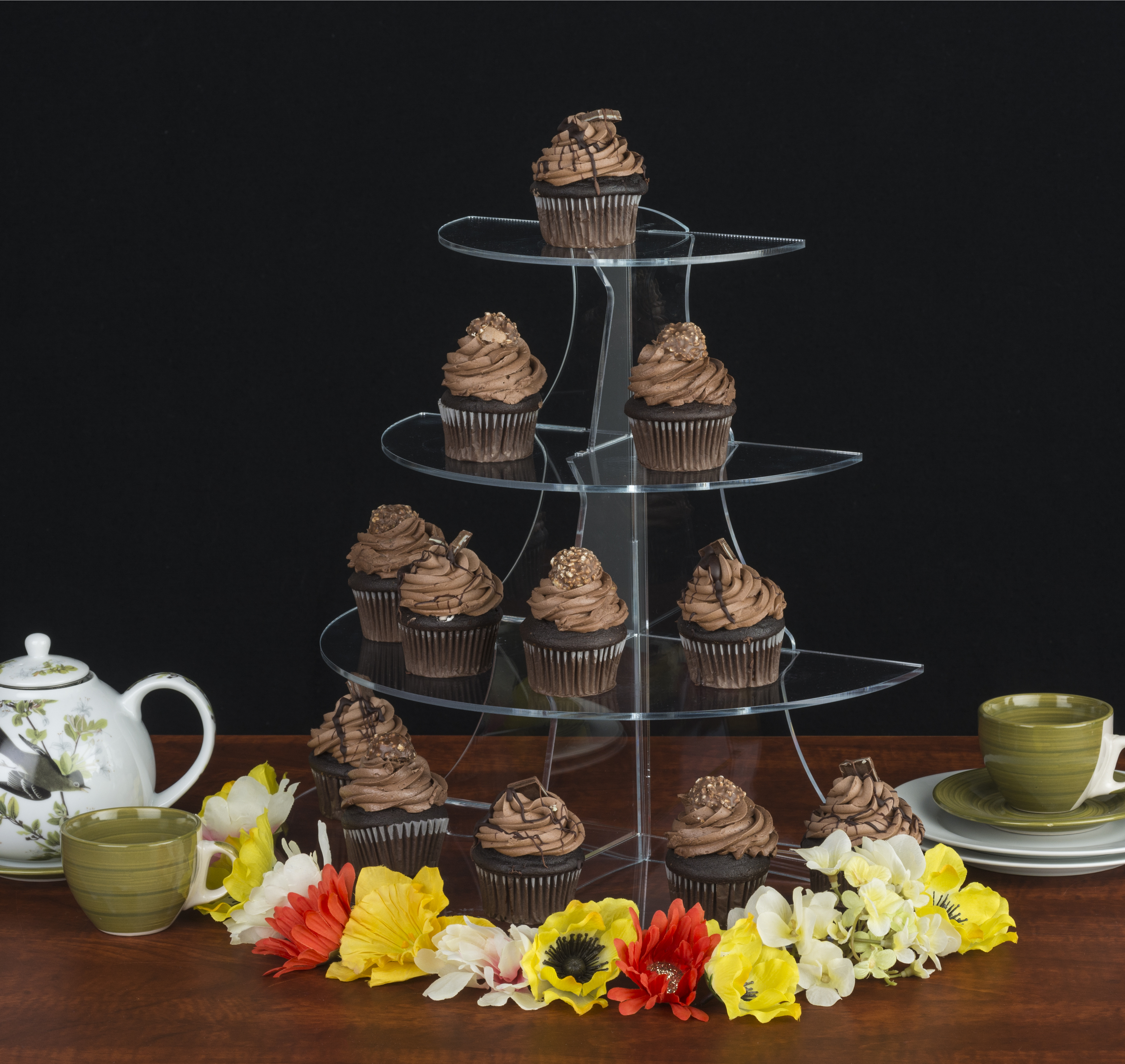 4-Tier 1/2 Round Riser, Acrylic, 16.75” Tall, 18.5” Wide - Clear - Image 4