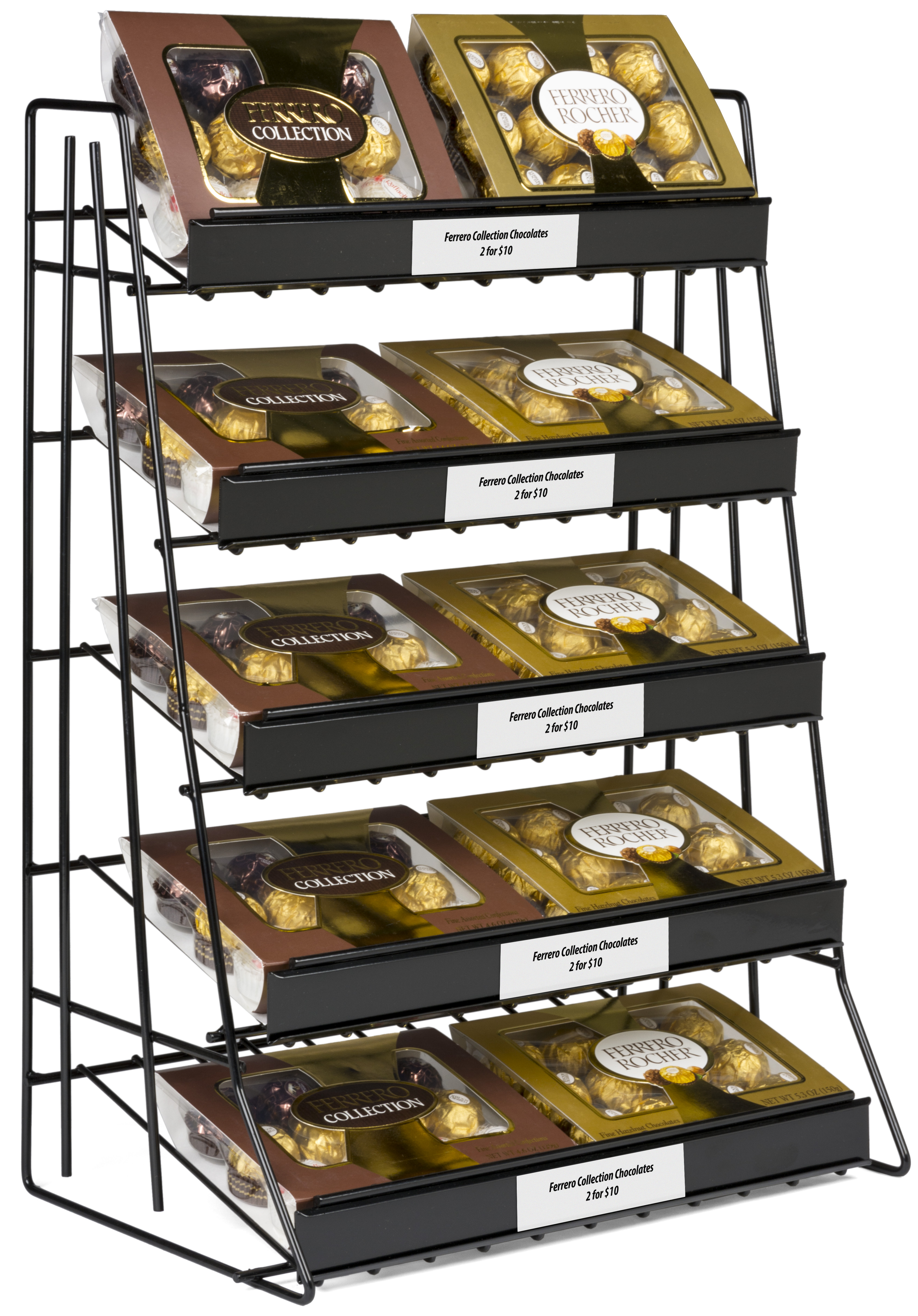5 Tier Wire Countertop Rack with Welded Sign Channel | Displays2Go
