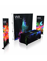 10' trade show backdrop package with coordinating custom printed graphics.