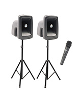 Portable pa system with wireless mic and two stands