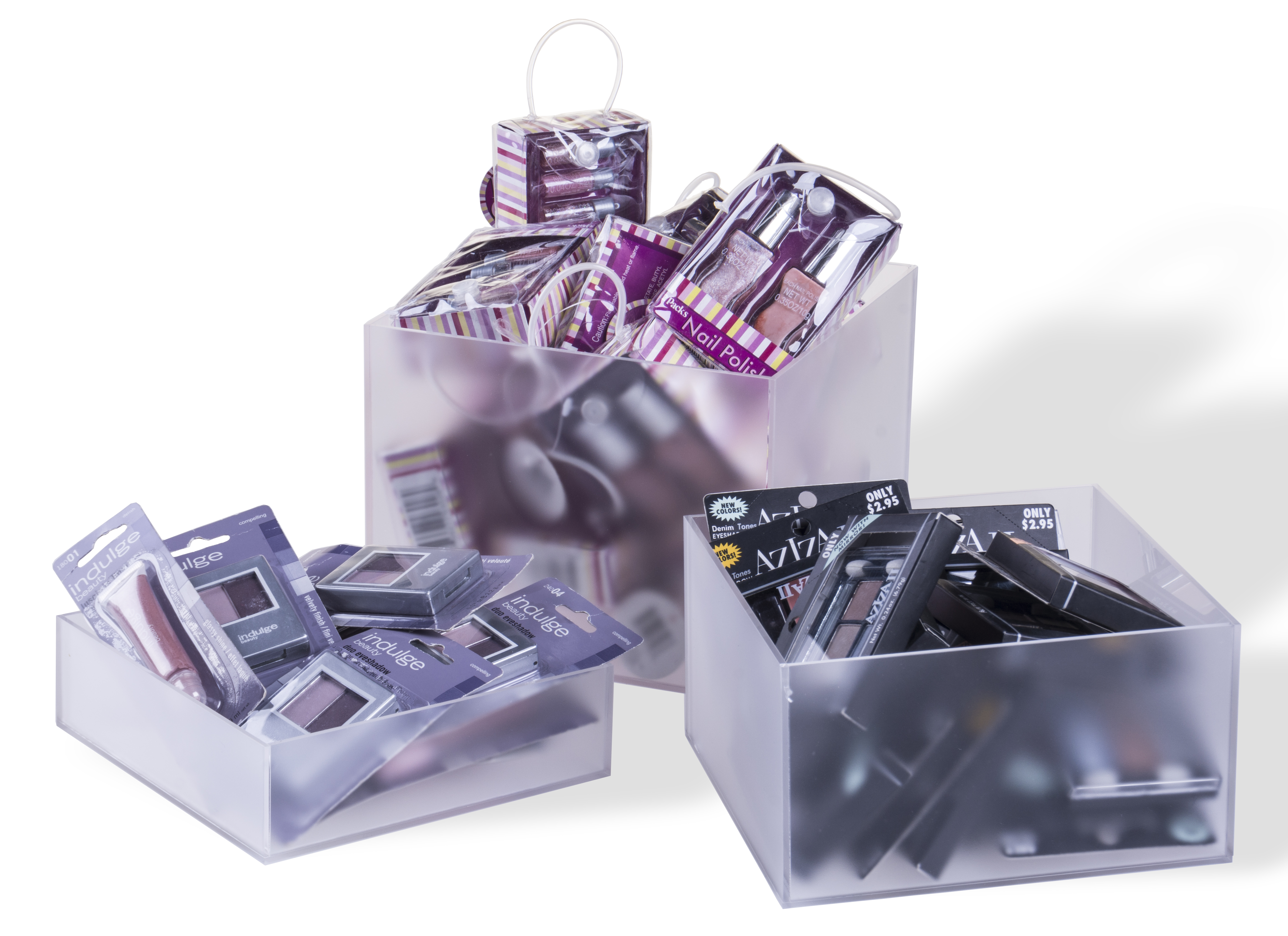 Recycled Acrylic Cube Risers with Hollow Bottoms, Set of 3 - Frosted - Image 4