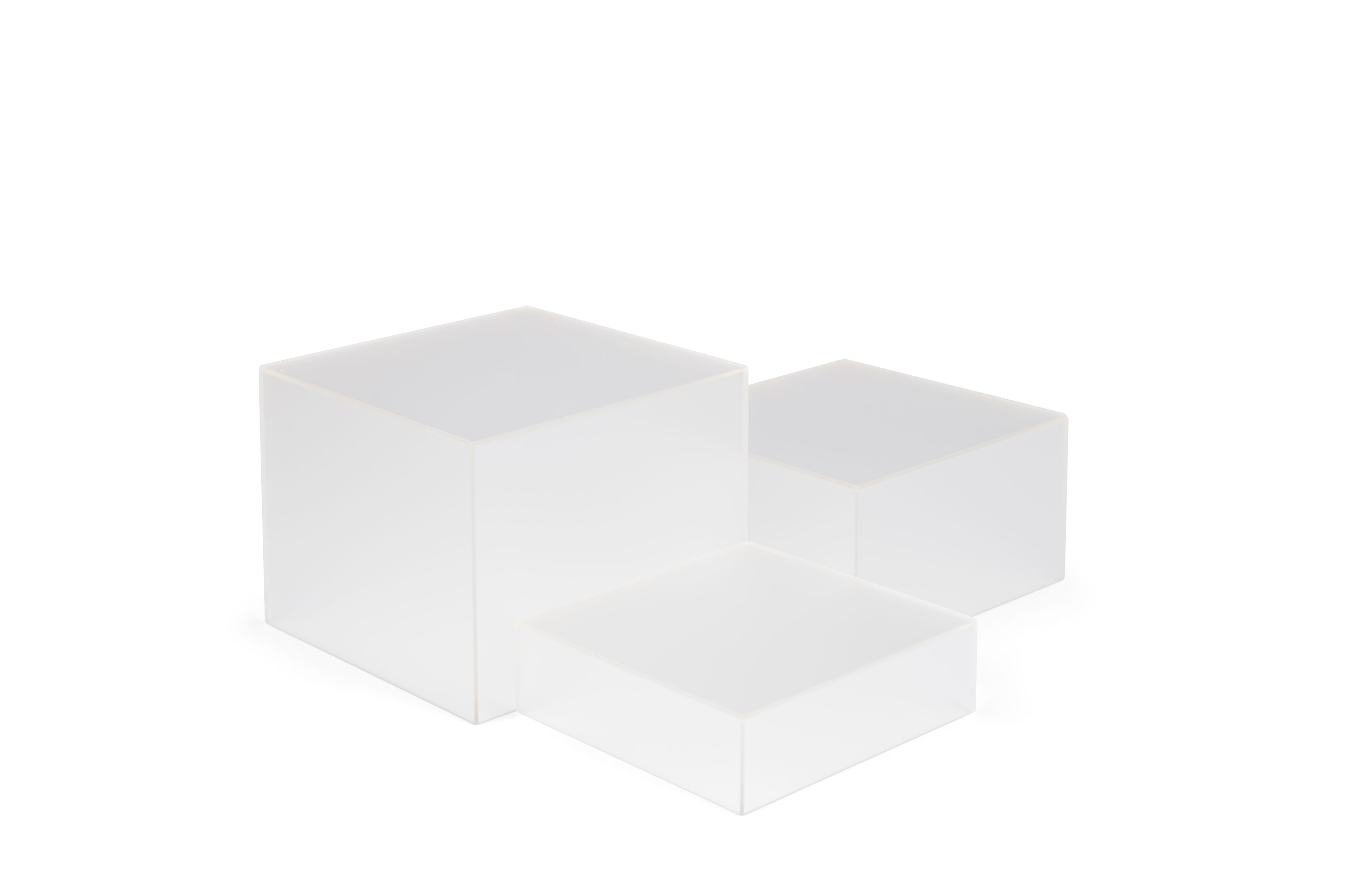 Recycled Acrylic Cube Risers with Hollow Bottoms, Set of 3 - Frosted - Image 2