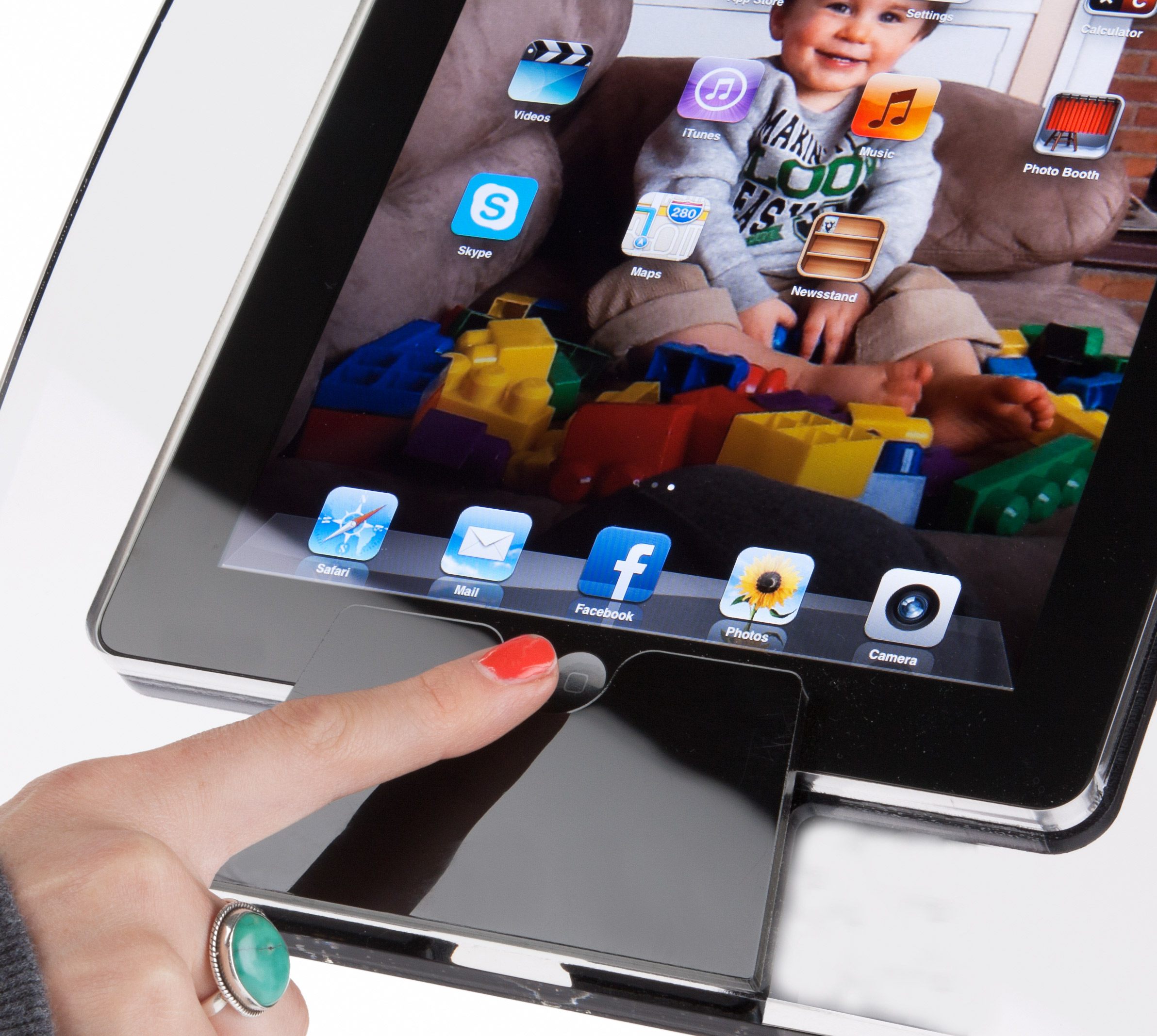 Adjustable iPad Floor Stand w/ Acrylic Enclosure, Tilting Bracket WITHOUT Lock - Image 3