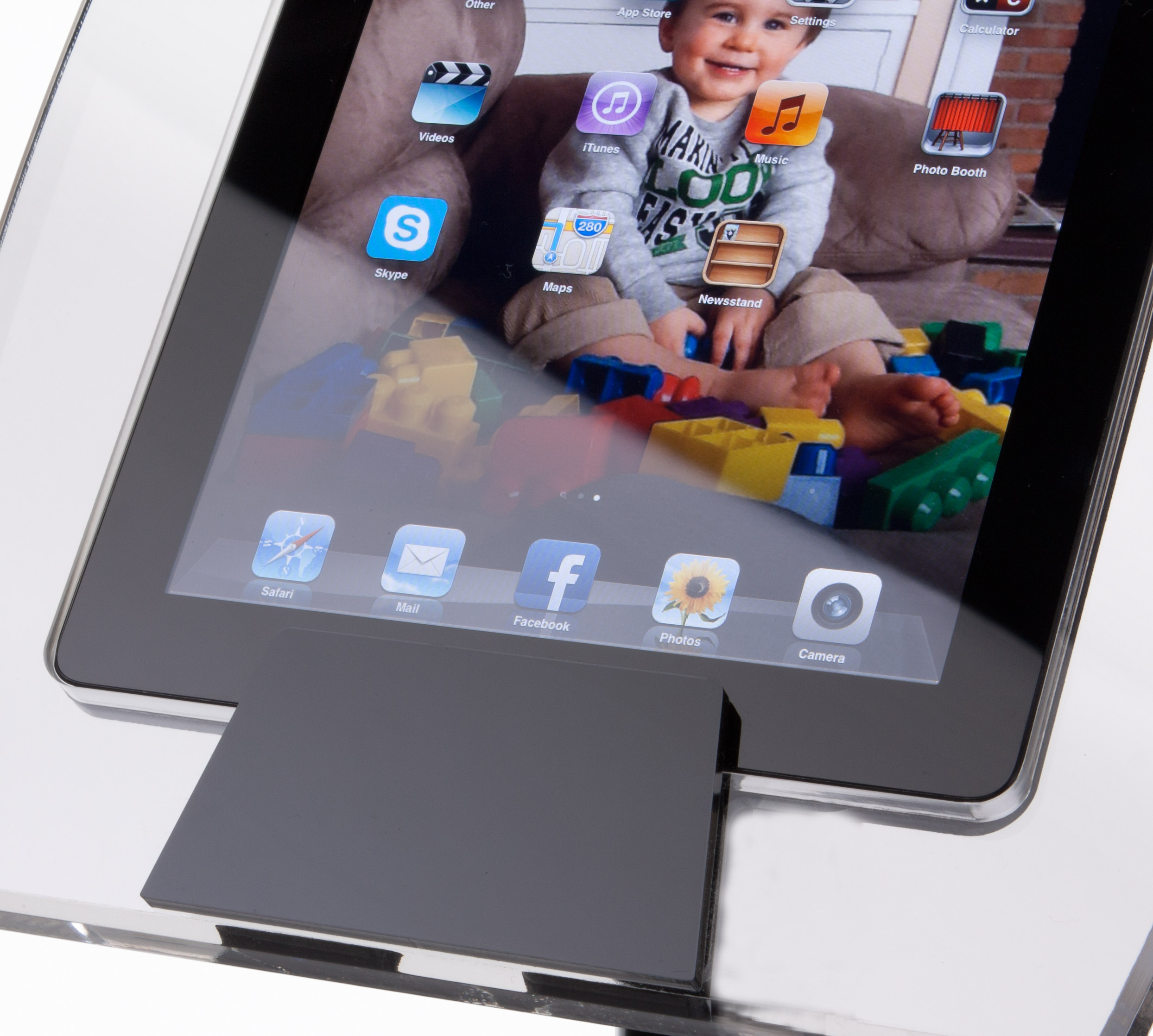 Adjustable iPad Floor Stand w/ Acrylic Enclosure, Tilting Bracket WITHOUT Lock - Image 4