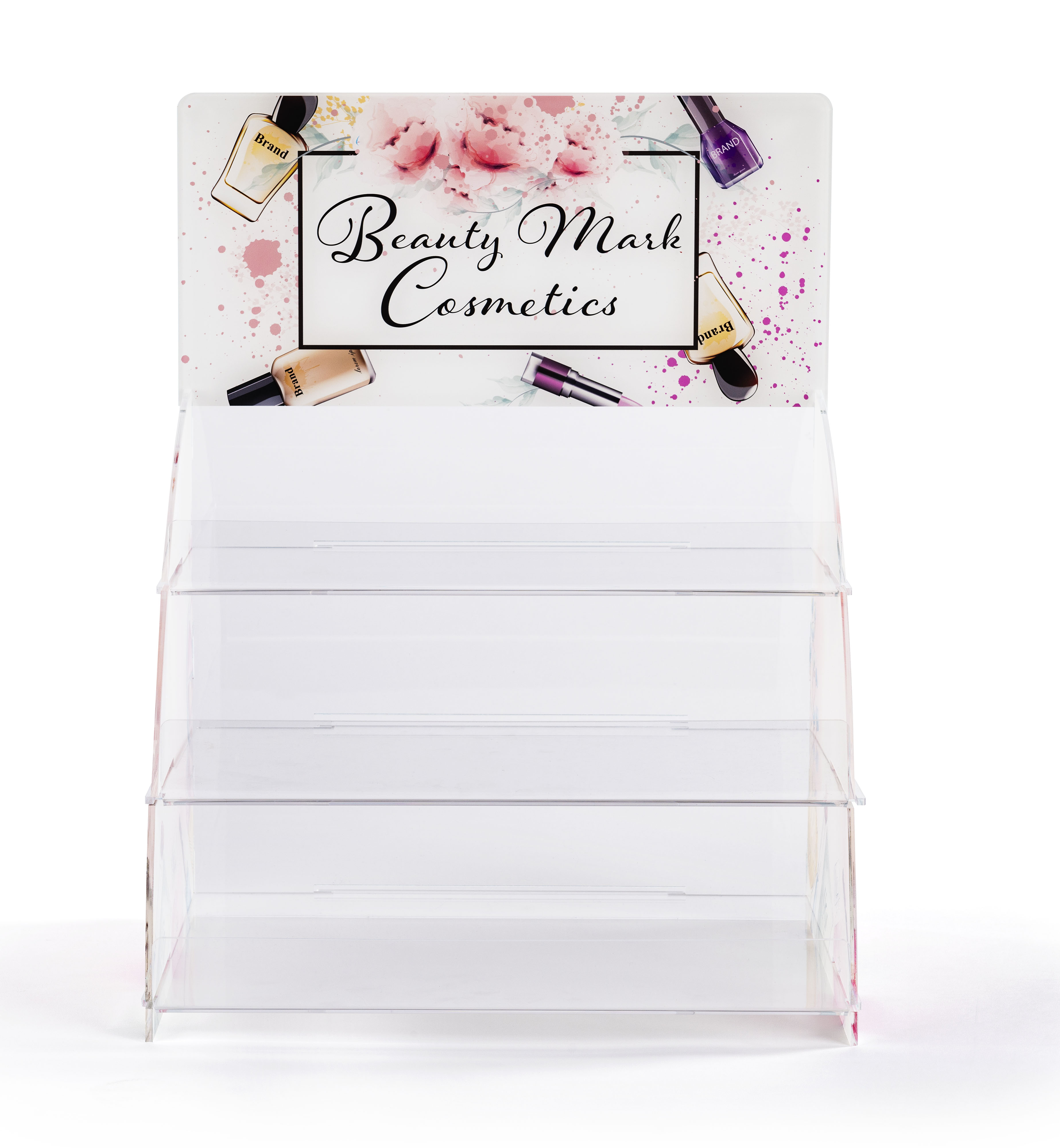 Countertop Acrylic Display with Custom Print, 3 Tiers – Clear - Image 2
