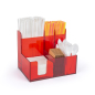 Six compartment bar organizer caddy with red acrylic construction