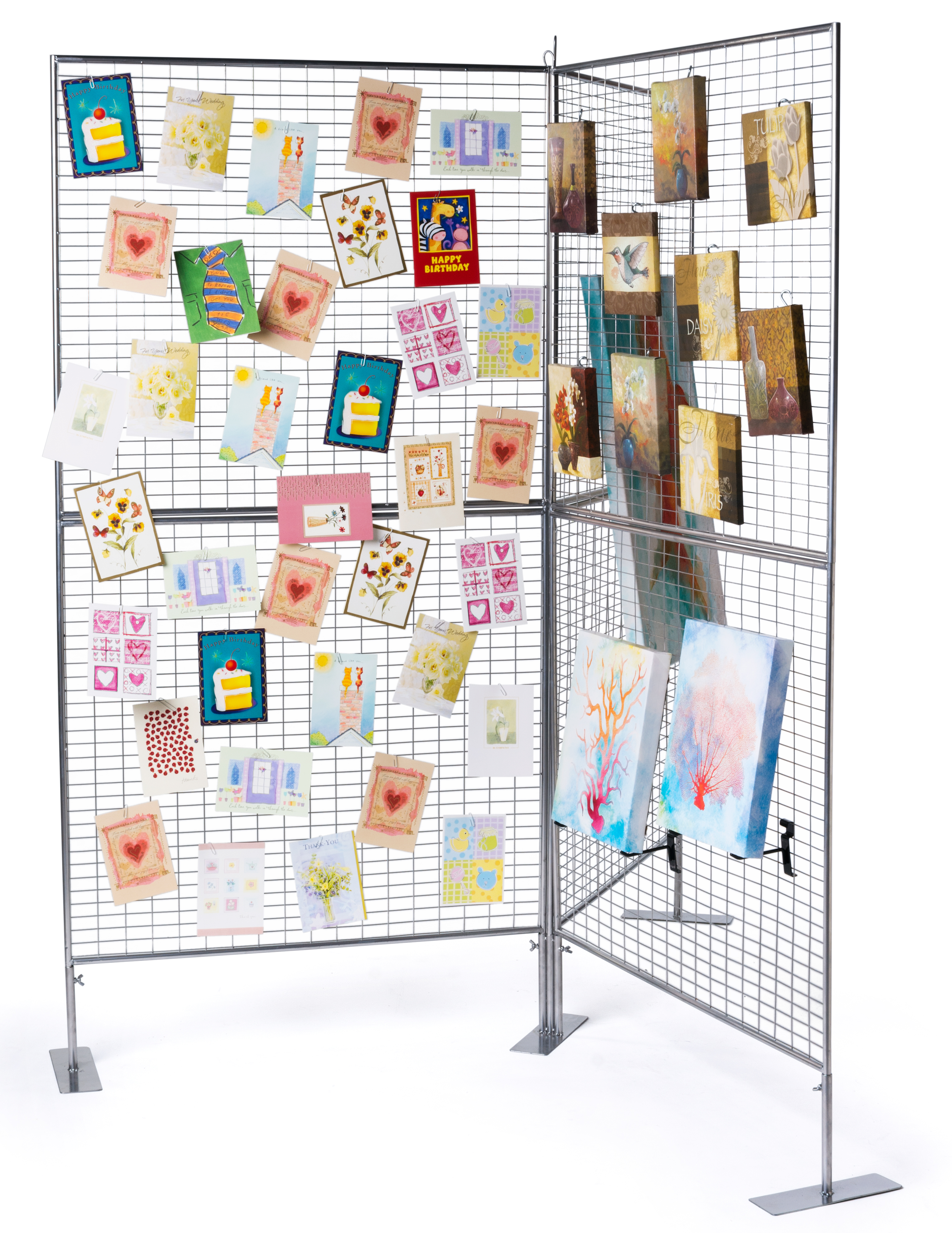 Art Display Grid, Y-Shaped, (6) 3' x 3' Panels, Iron Mesh - Silver - Image 2