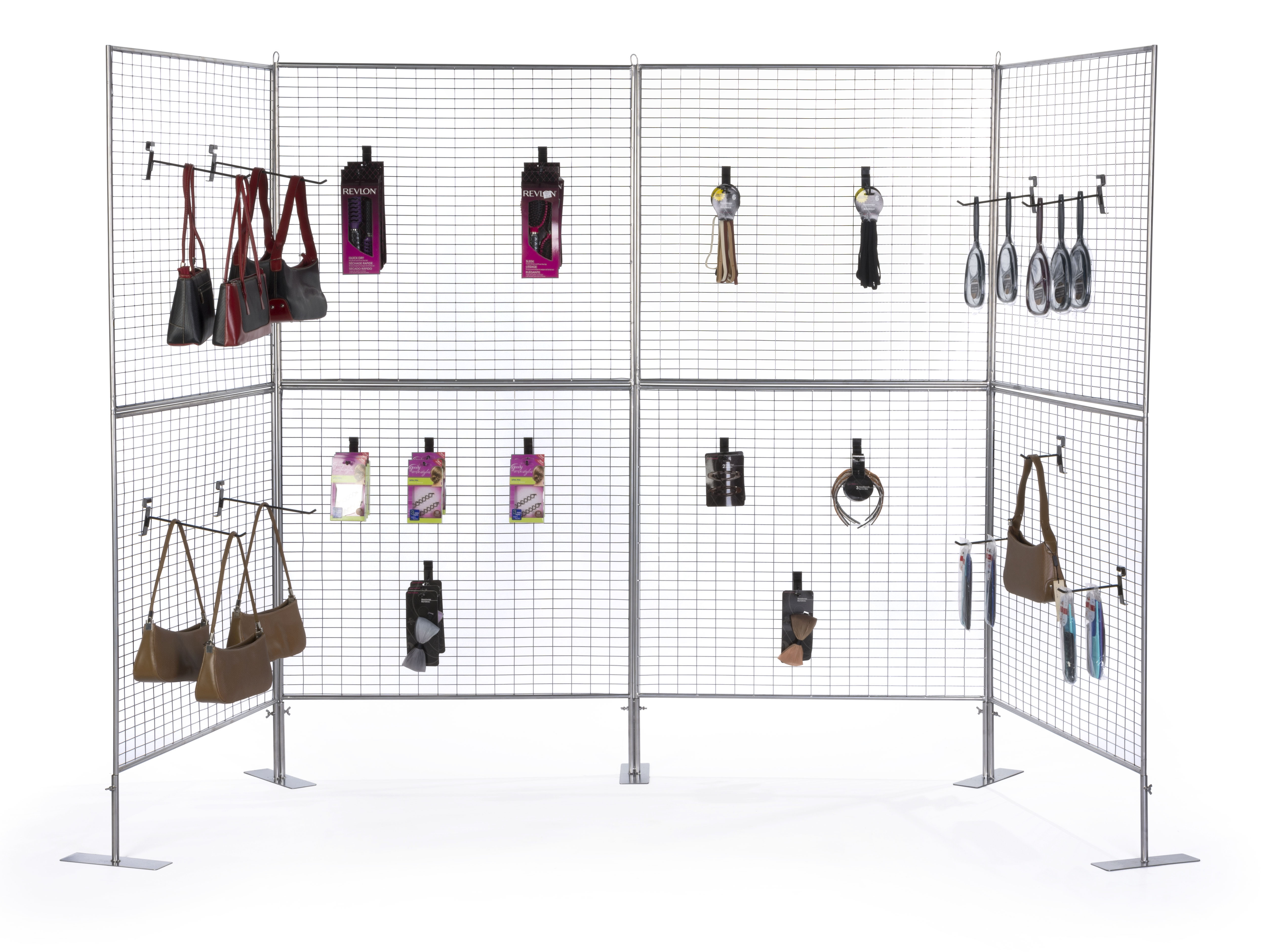 Art Display Grid, U-Shaped, (8) 3' x 3' Panels, Iron Mesh - Silver - Image 2