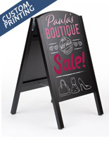 18 x 26 black folding chalkboard easel with custom printed graphic