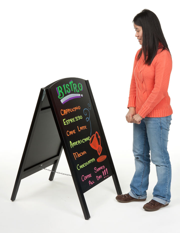 21" x 34" A-Frame Sidewalk Sign, Chalkboard & Wet Erase, Double Sided - Image 4