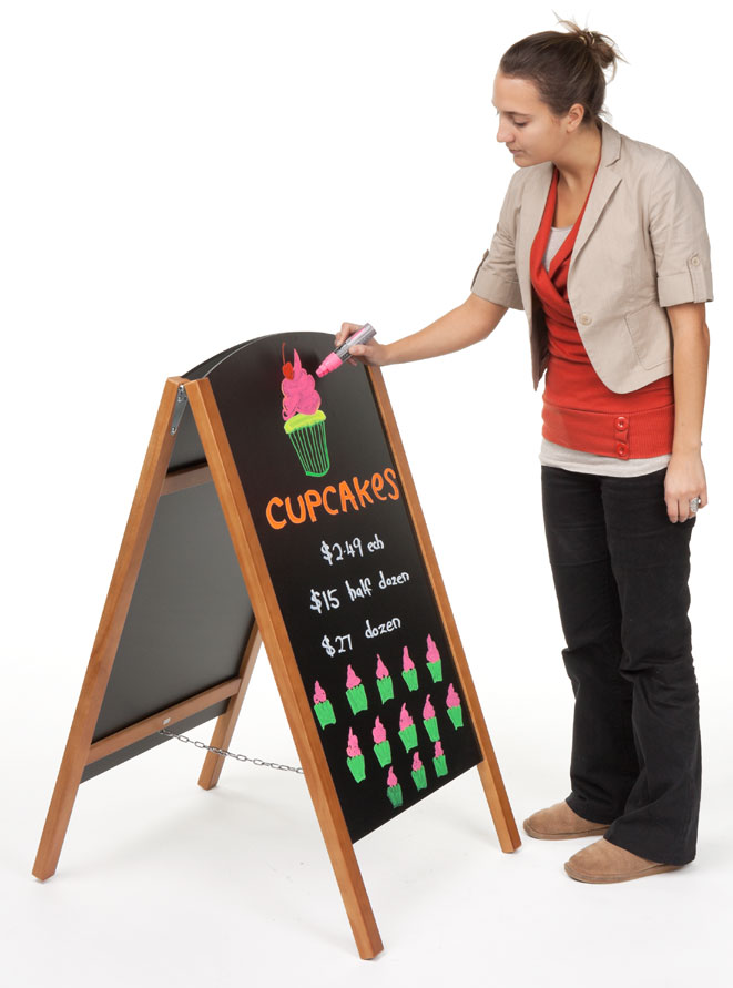 21" x 34" A-Frame Sidewalk Sign, Chalkboard & Wet Erase, Double Sided - Image 4