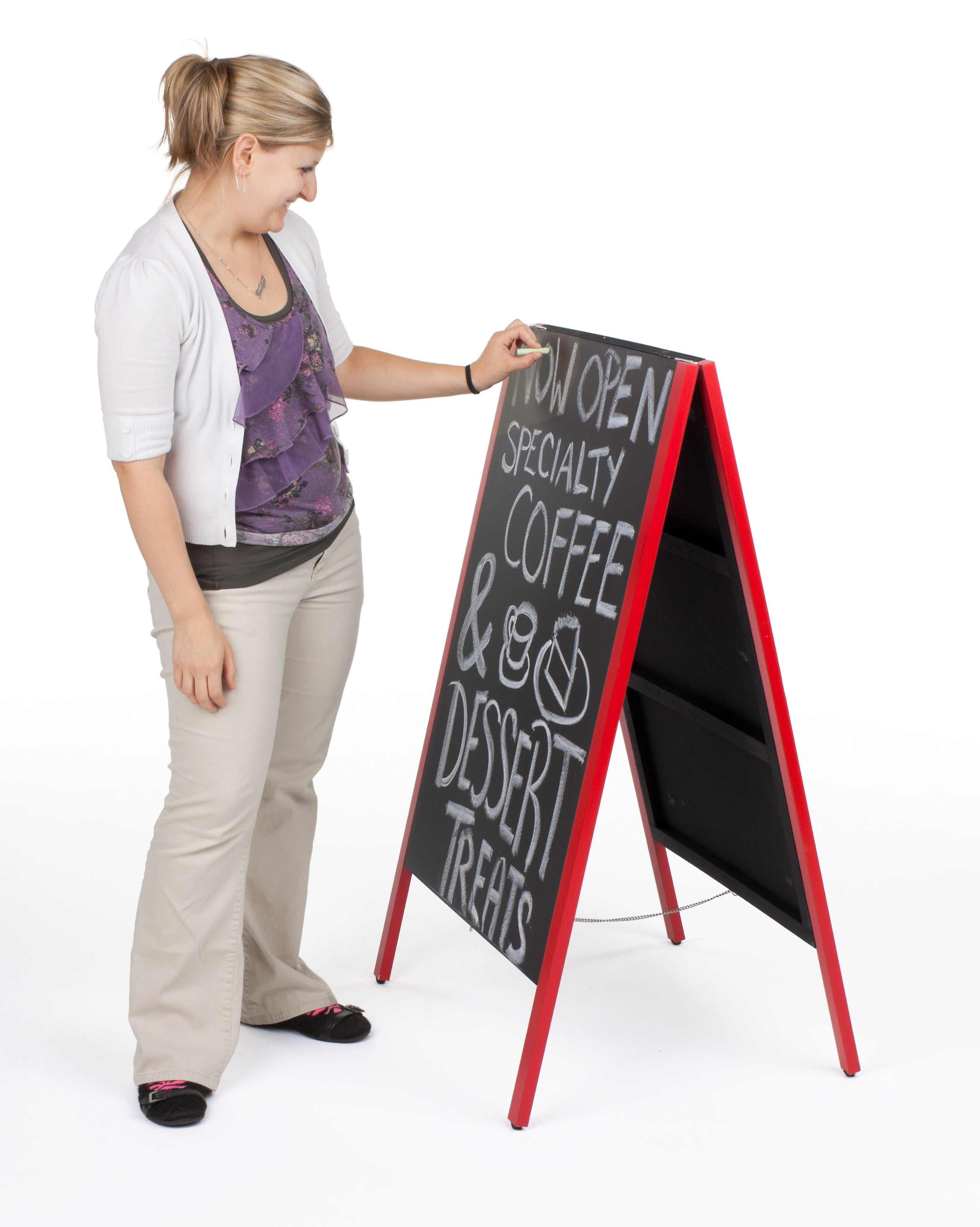 Written Signboard Chalkboard Signs | Write-On Board With Red Frame | Displays2Go