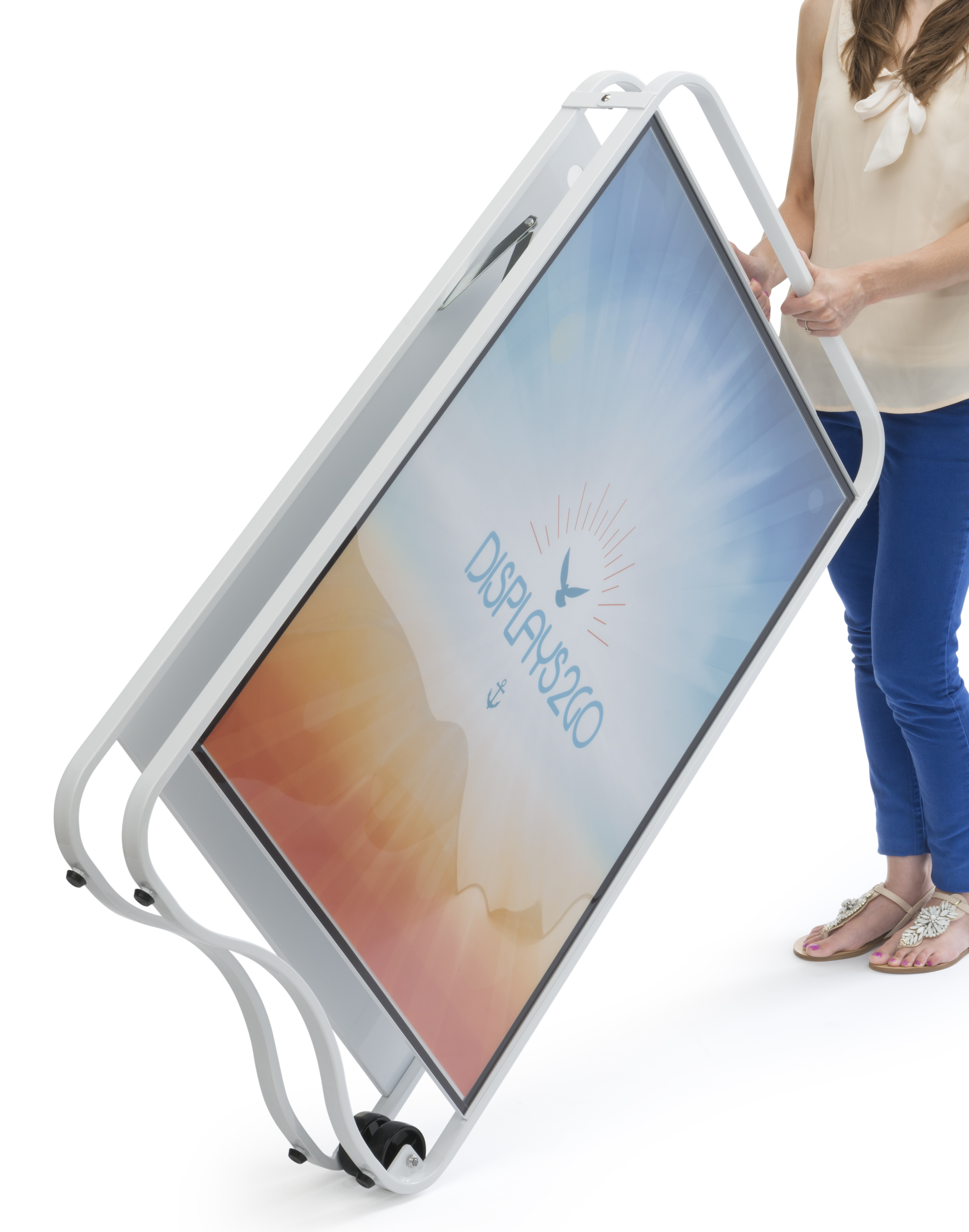 24" x 36" A-Frame Sidewalk Sign Stand, Double Sided, Rolling Base - Image 4