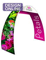 Personalized oval trade show archway with full color artwork