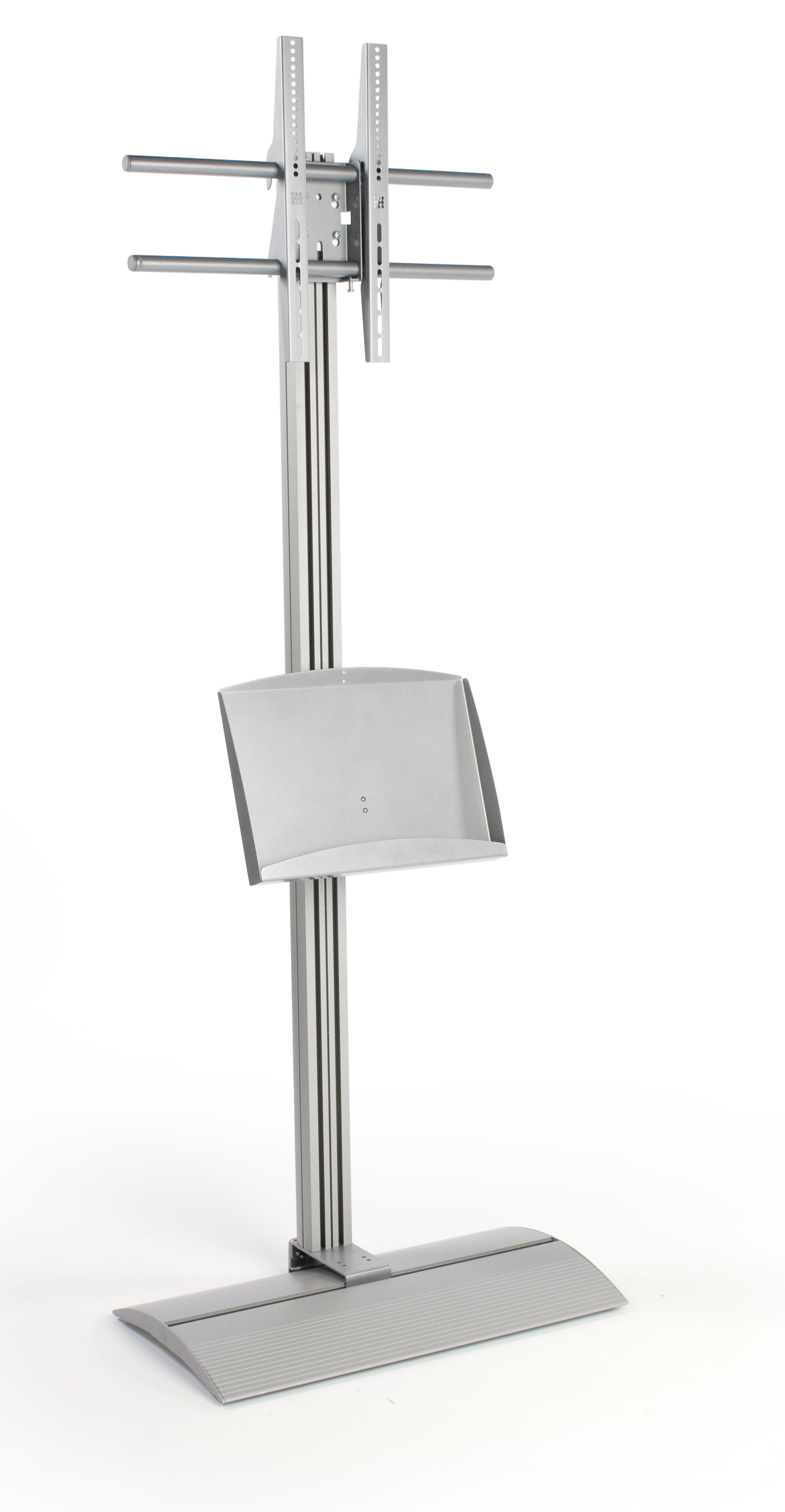 This Screen stand has a metal pocket to hold brochures or magazines ...
