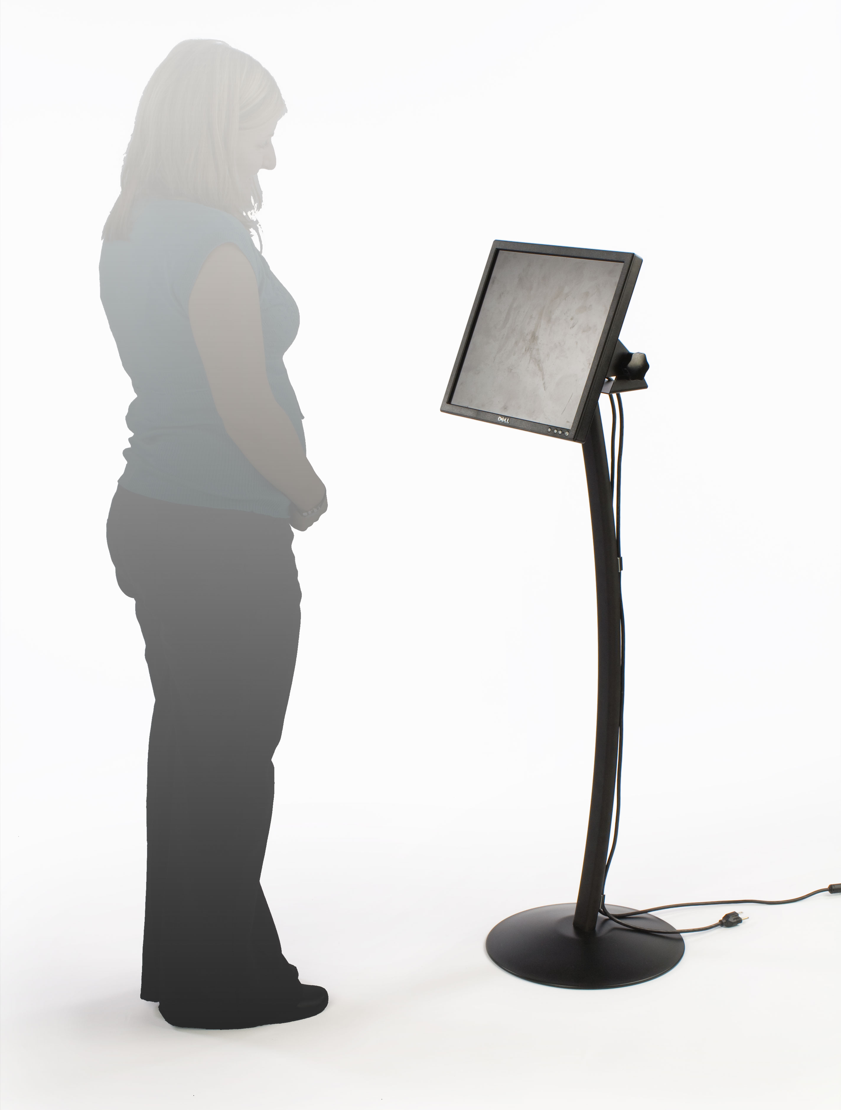 LCD Stand With Curved Pople Design - Black | Displays2Go