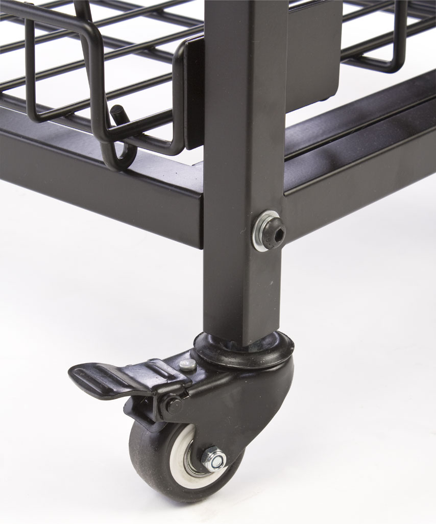 Bakery Display Rack w/ Wheels, Adjustable Shelves & Header - Black - Image 3