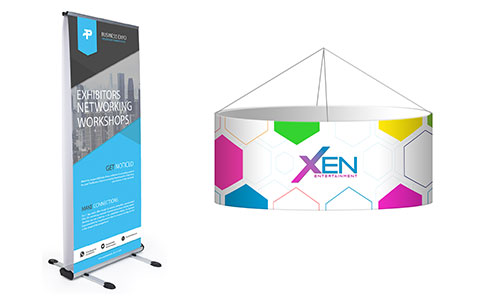 Custom Printed signage and banners - floor standing, tabletop, and hanging