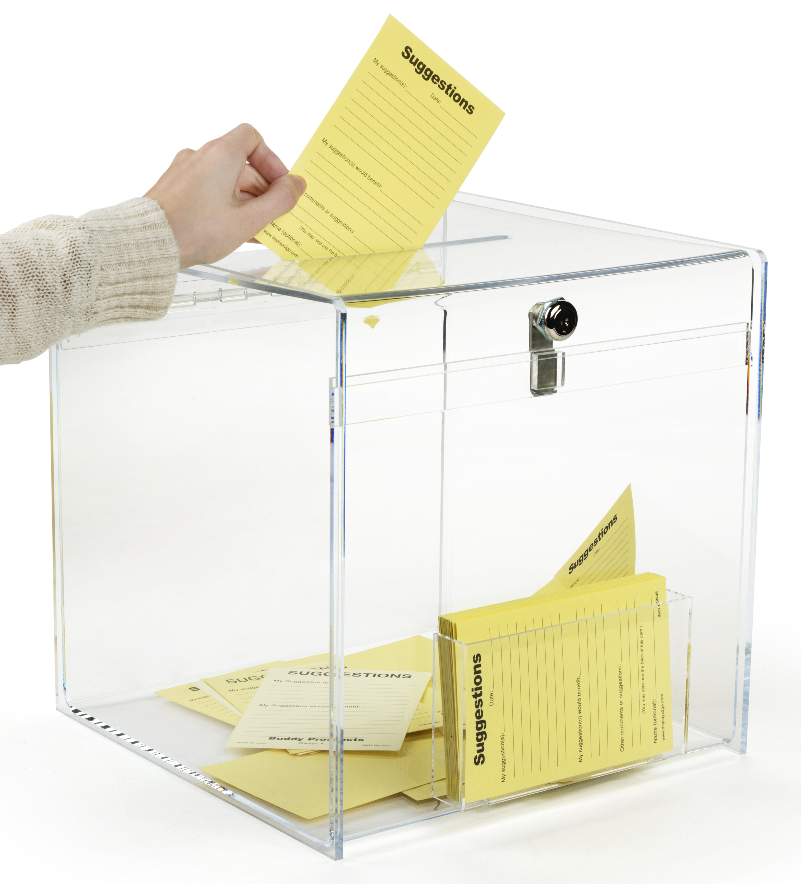 Marketing Holders 12 Inch Locking Ballot Box Clear Acrylic Square Cube Top  Locking See Through Countertop Contests Entry or Collection Bin