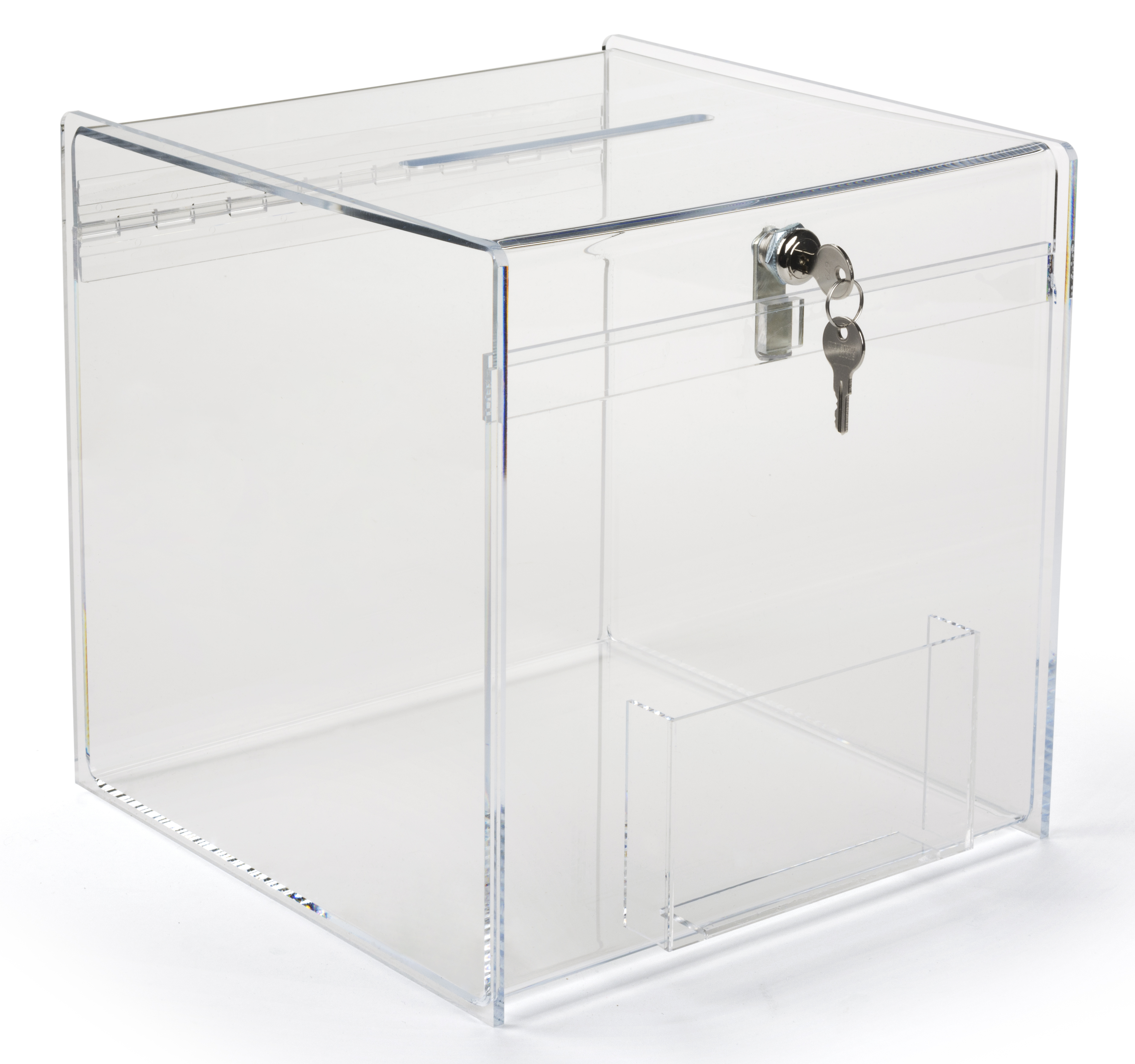 acrylic plexiglass donation box with key