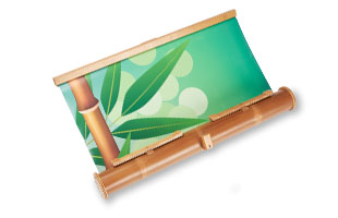 Bamboo banner stand with full color printing