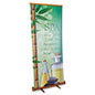 Bamboo banner stand with floor standing placement 