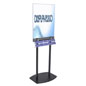 Black Poster Stand with Business Card Rack on MDF Base