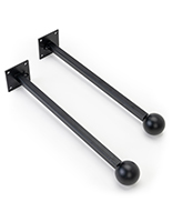 Finial pole banner hardware mounts with matte black powder-coated finish 