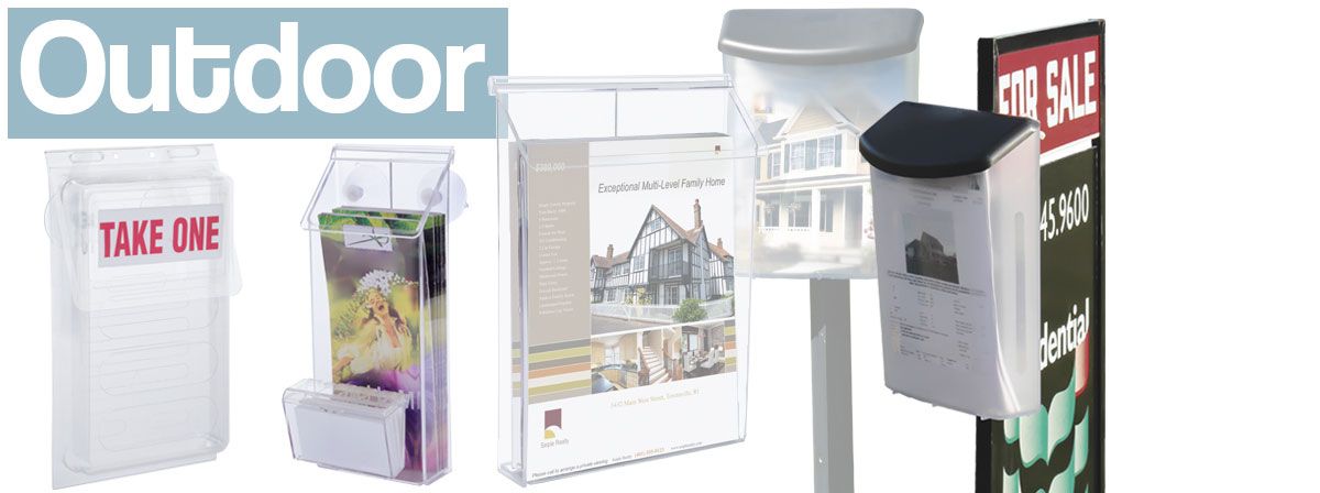 outdoor holders for brochures and real estate flyers