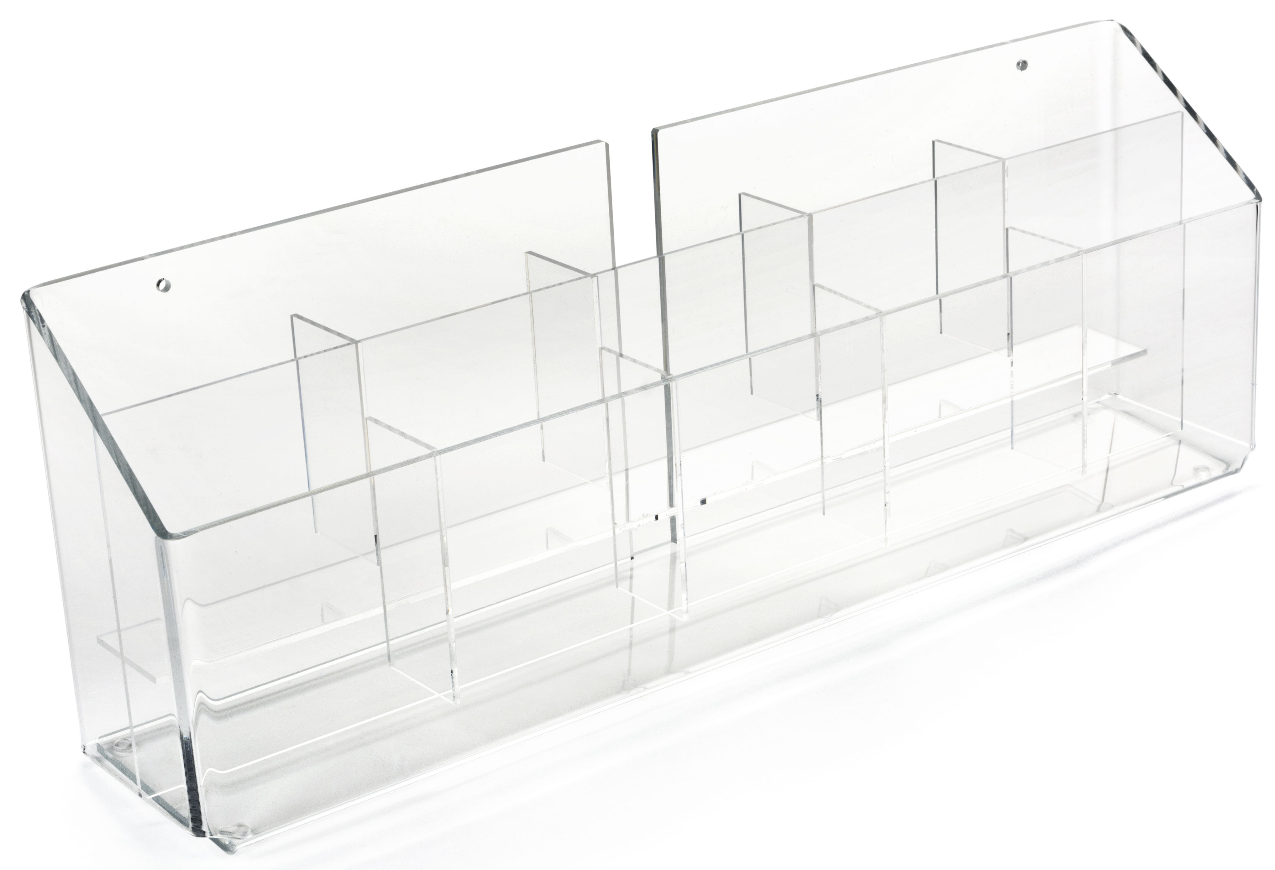 Acrylic Brochure Holder, 4"w Pockets, Wall or Tabletop - Clear - Image 2