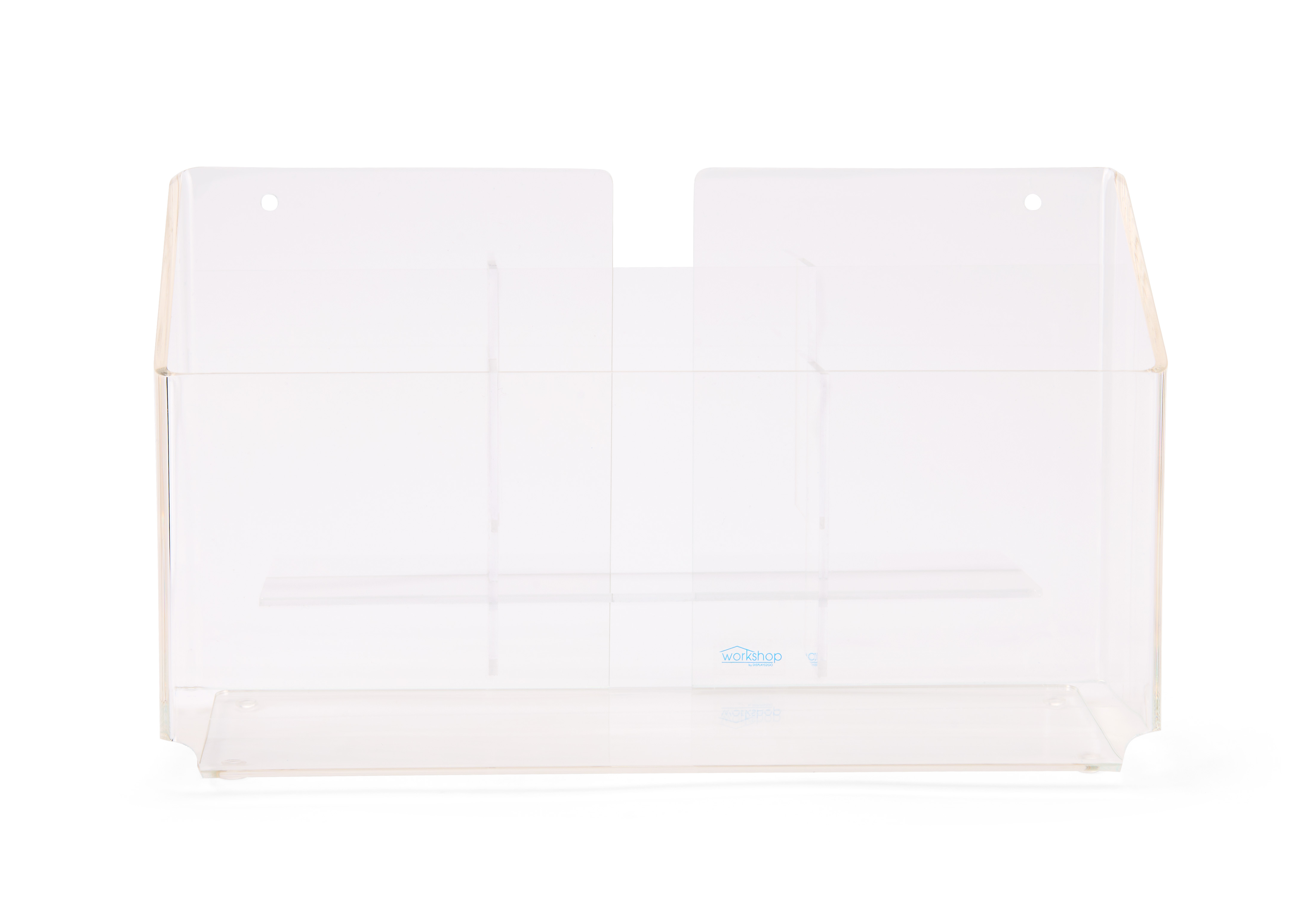 Acrylic Brochure Holder, 4"w Pockets, Wall or Tabletop - Clear - Image 3