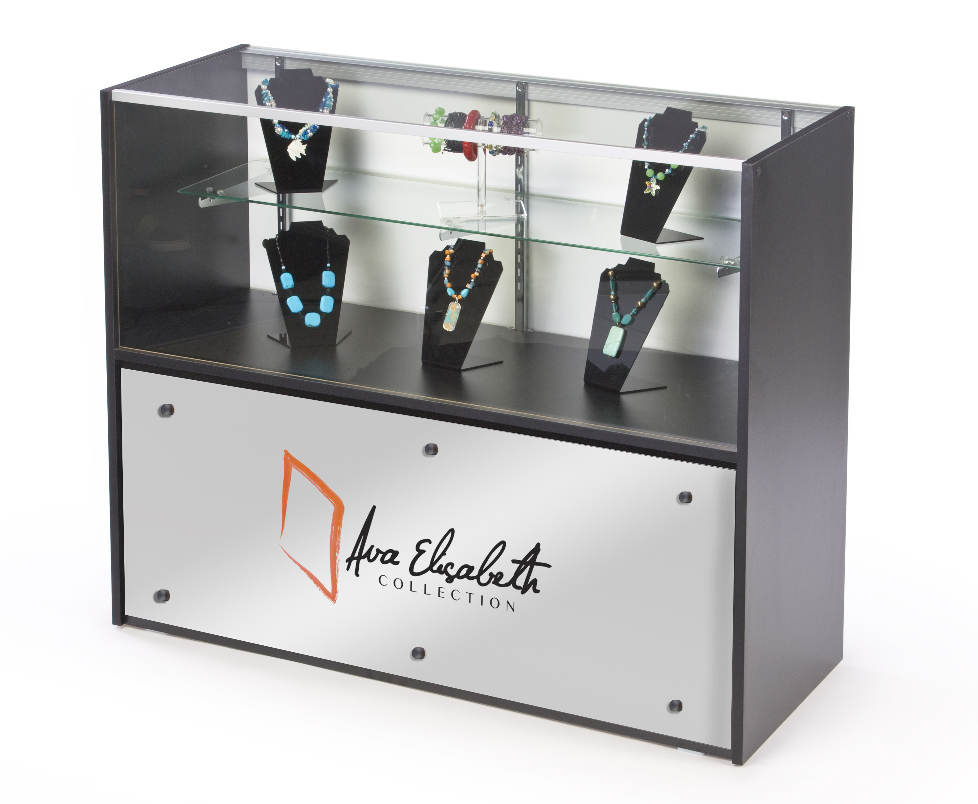 4’ Glass Store Counter with Graphics | Custom Printed | Displays2Go