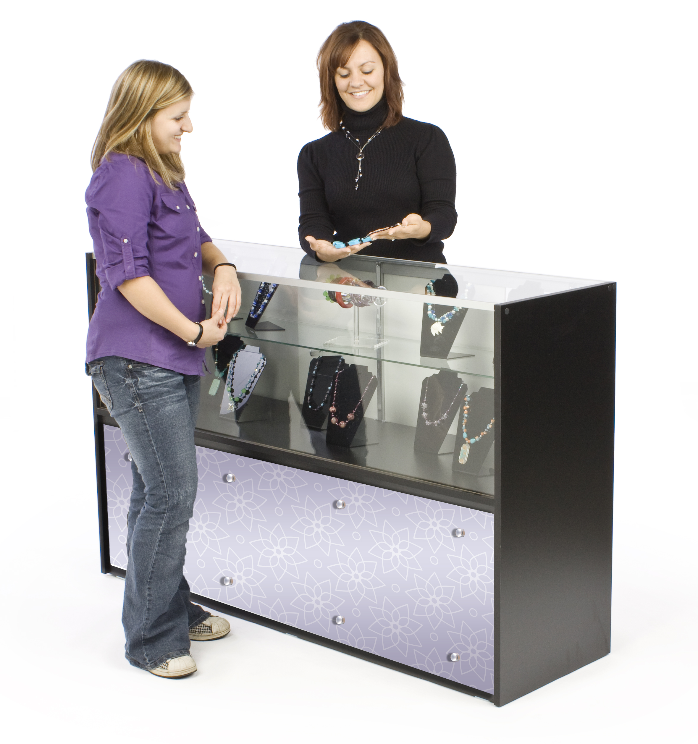 5' Glass Store Counter with Graphics | Custom Printed Signage | Displays2Go