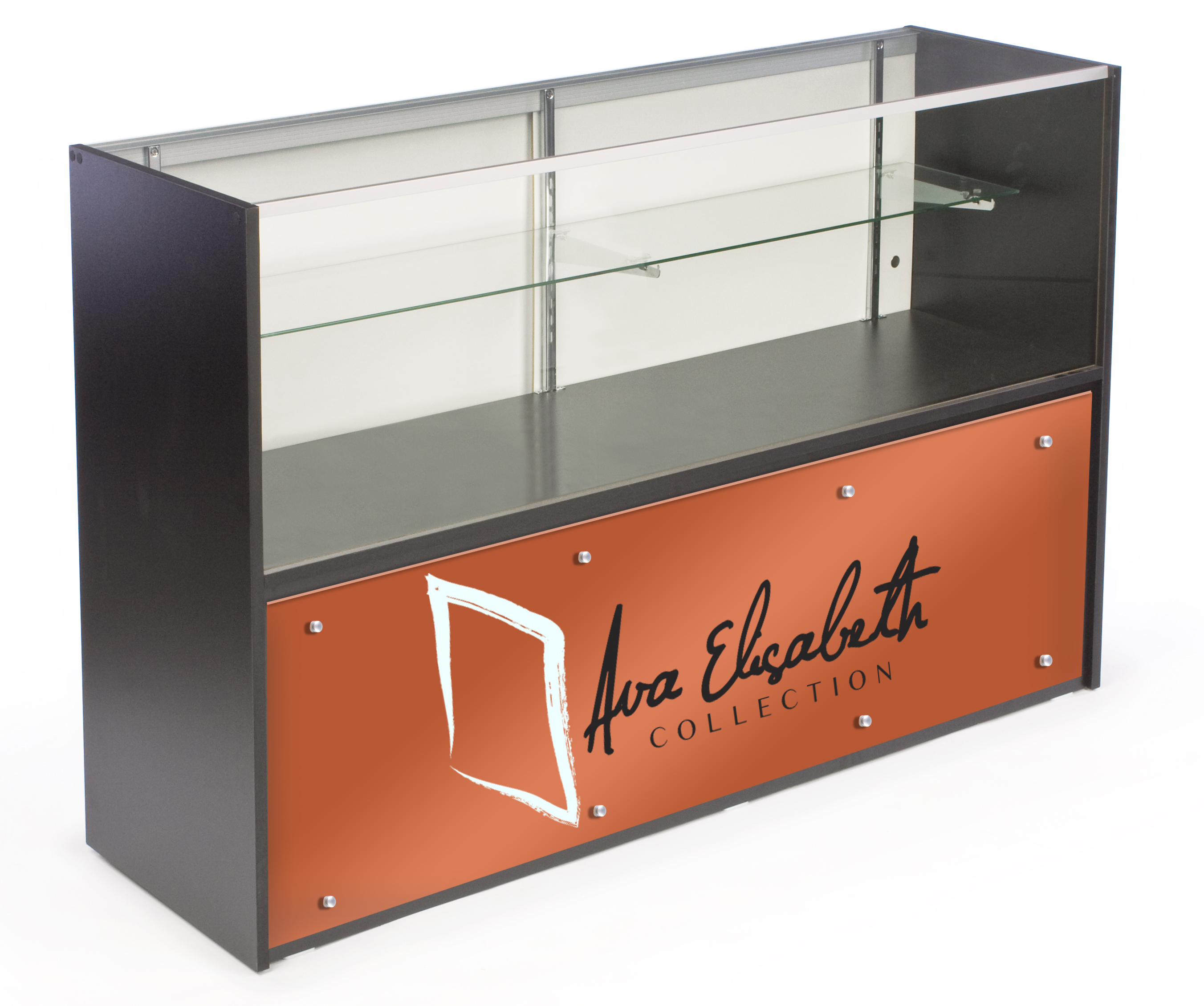 5' Glass Store Counter with Graphics | Custom Printed Signage | Displays2Go