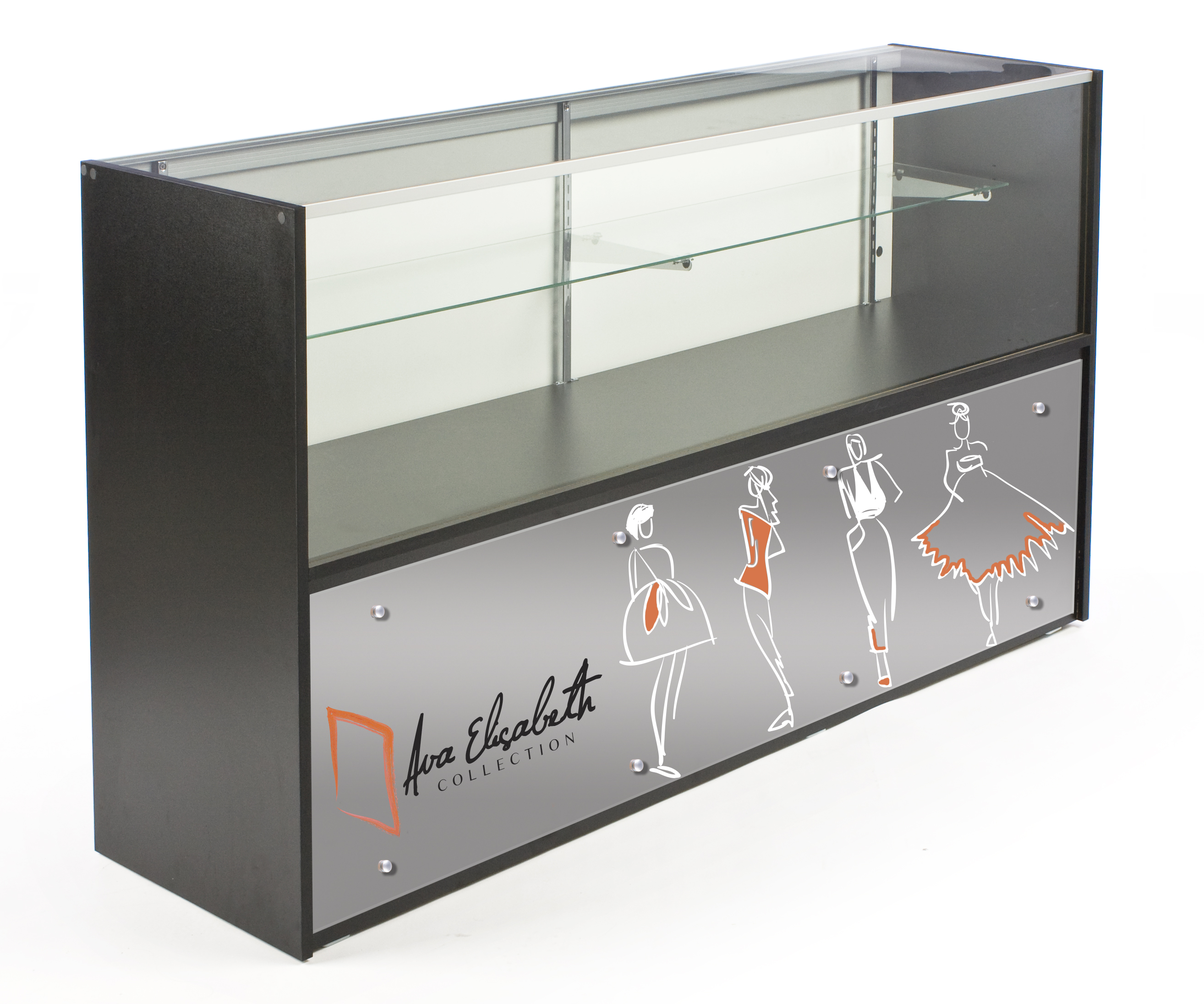 6’ Glass Store Counter with Graphics | Custom Retail Display | Displays2Go