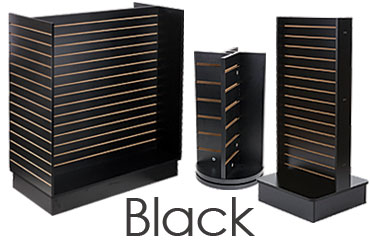 Black Slatted Merchandising Fixtures