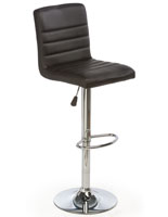 Black Leather Bar Stool with High Backrest
