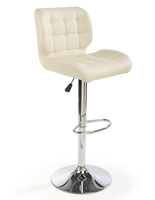 Ivory Leather Bar Stool, Cushioned