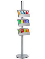 Floor standing brochure display rack with round base 