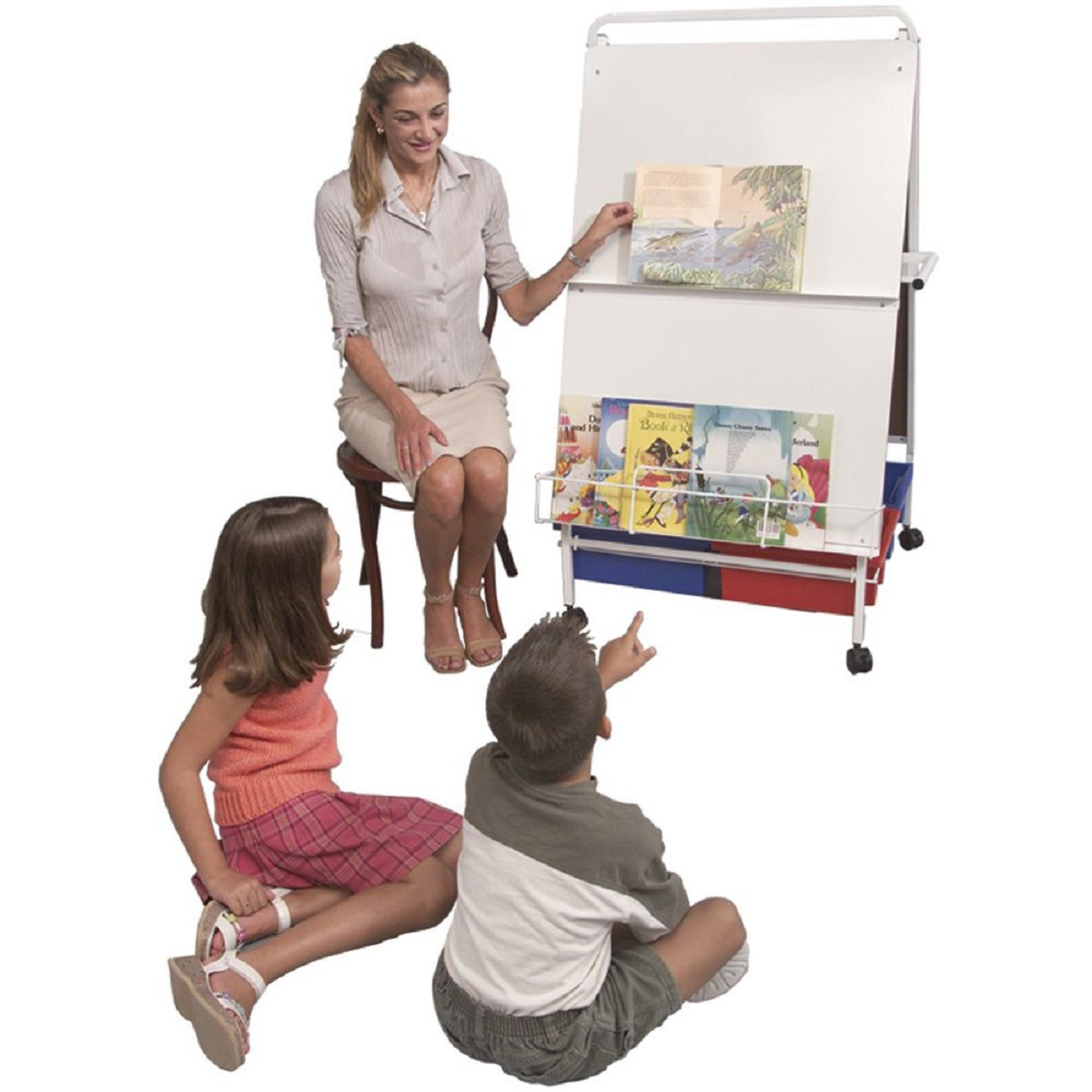 Wellesley Book Rack Folding Wheasel with Book Rack | Double Sided Dry Erase Board | Displays2Go