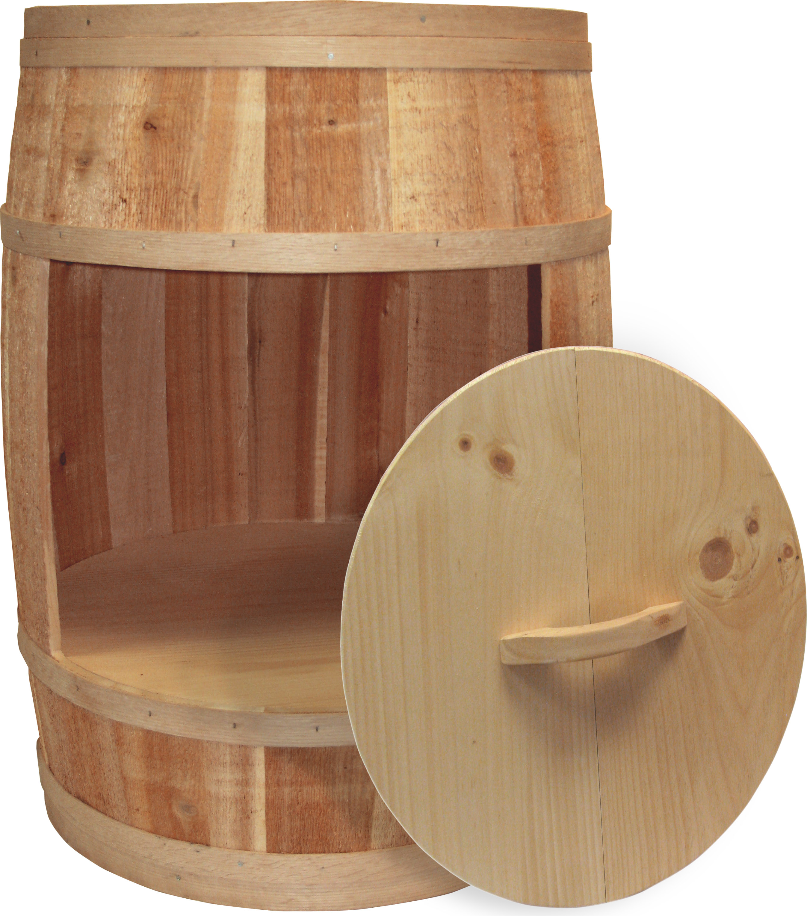 Display Barrel with Lid | False Bottom & Cutout | Displays2Go