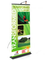 Retractable Banner Stand w/ Roll Up Graphics | Spotlight Included